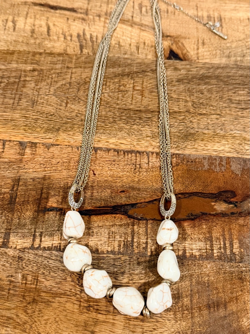Kenneth Cole New York White Howlite Stone Multi-Strand Statement Necklace